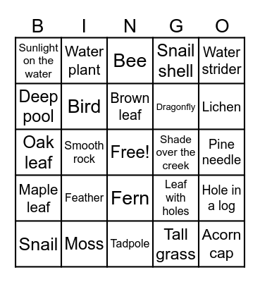 Nature Bingo! Bingo Card