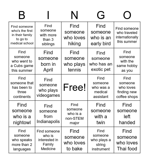Gary M1 Bingo Card