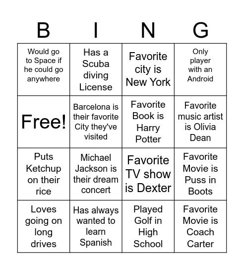 Get to know MBB Bingo Card