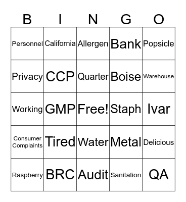 Trying something different BINGO Card