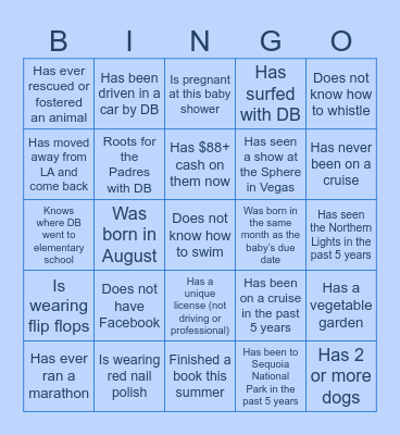 Find the Guest! Baby Shower Edition Bingo Card