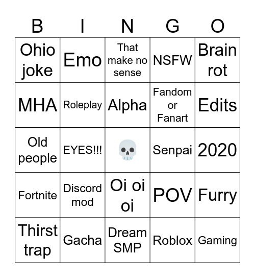 Cringe compilation Bingo Card