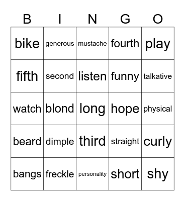 Speak up 1 Bingo Card