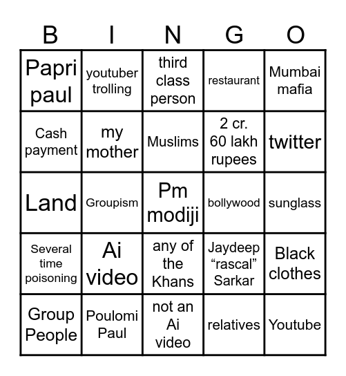 ShourodipPaul vid buzzwords Bingo Card