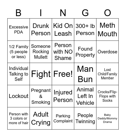 Fayette County Fair Bingo Card