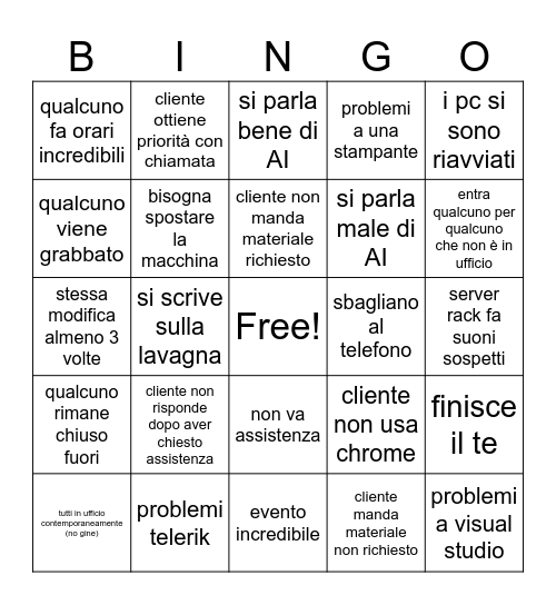 Settimana 5 di luglio Bingo Card