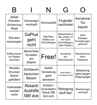 Speicher BINGO (August/September) Bingo Card