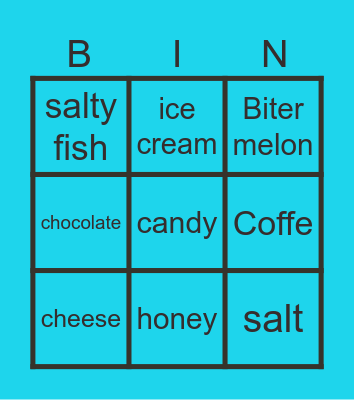 Taste Food and drink Bingo Card