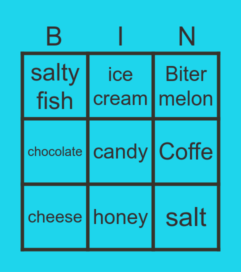 Taste Food and drink Bingo Card