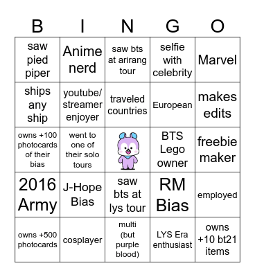 STACY BINGO Card