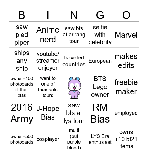 STACY BINGO Card