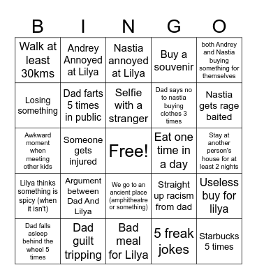 Turkey Bingo 2026 Bingo Card