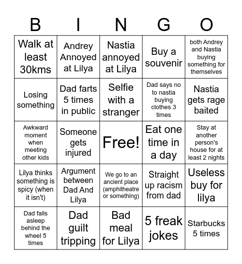 Turkey Bingo 2026 Bingo Card