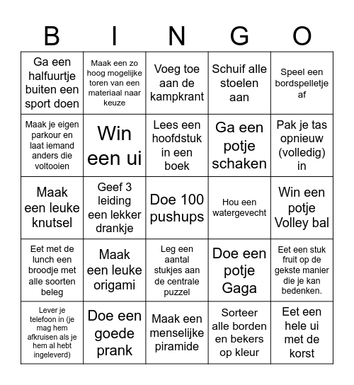 TELEFOON CHALLENGE Voor uitleg ga naar: Joachim, Hidde, Eppe of Koos Bingo Card