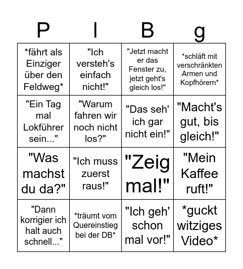 Pendler-Bingo mit Johannes Bingo Card