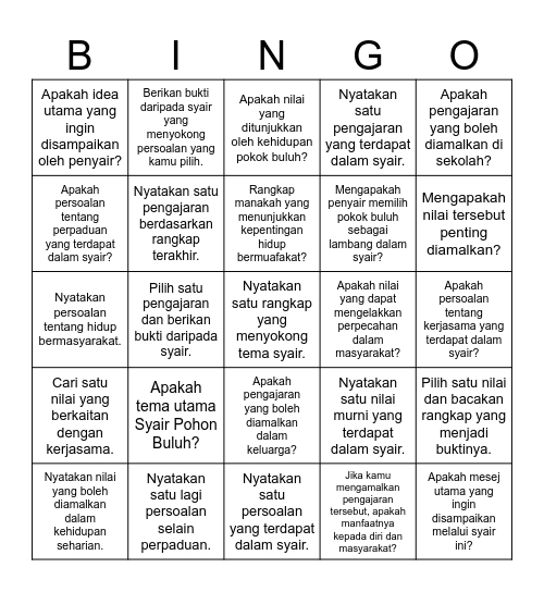 Bingo Syair Bingo Card