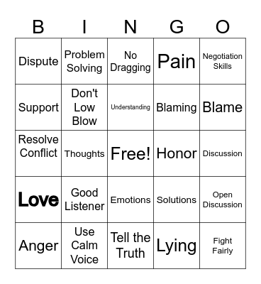 Conflict Resolution Bingo Card