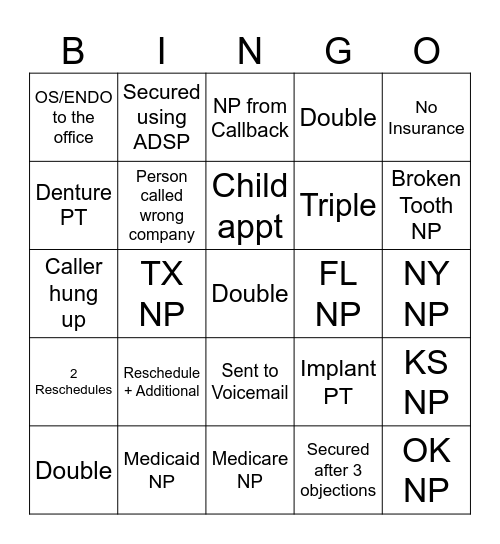 Monday Bingo Card