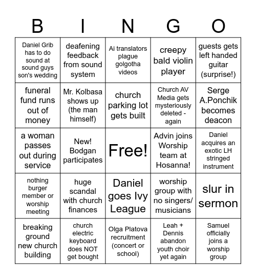 Golgofa Bingo! Bingo Card