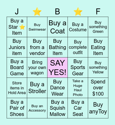 September Shoppers Bingo Card