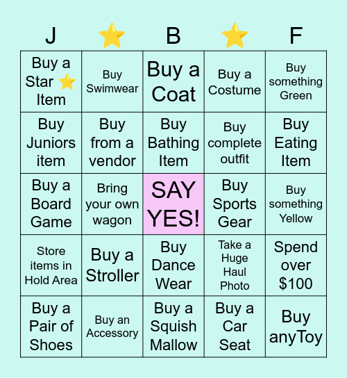 September Shoppers Bingo Card