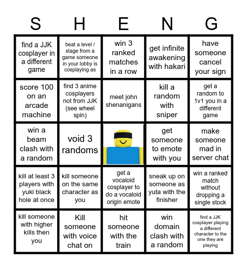 JJS Bingo Card