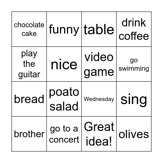 Time with friends Bingo Card