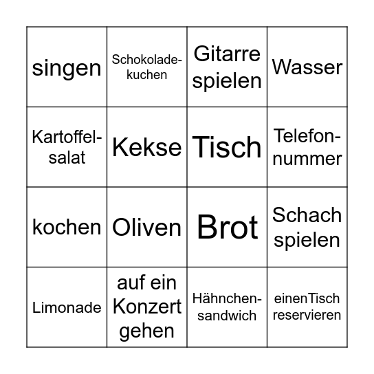 Tme with friends Bingo Card