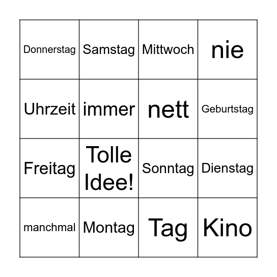 Time with friends Bingo Card