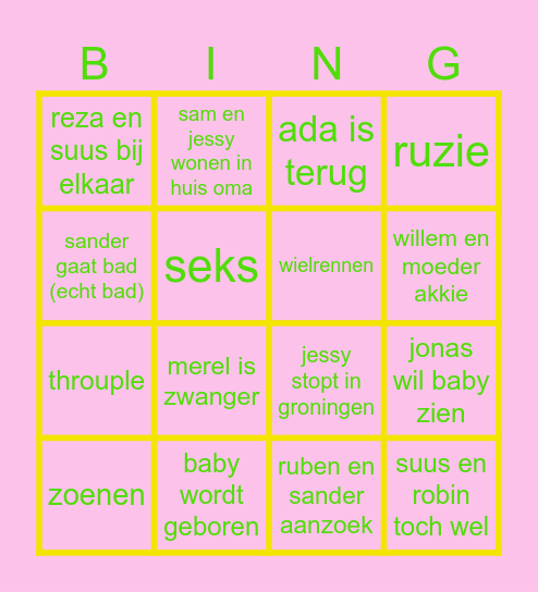 dertigers finale Bingo Card