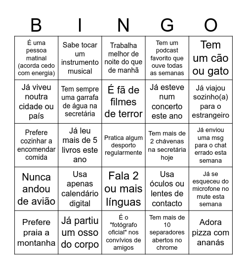 Dream Team GP&D Bingo Card