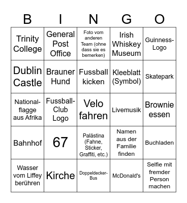 Dublin Bingo Card