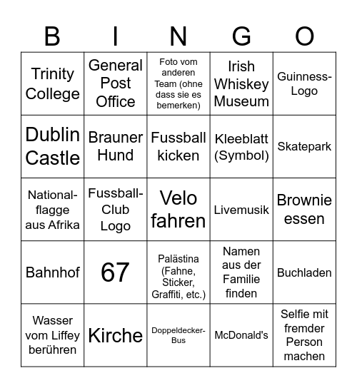 Dublin Bingo Card