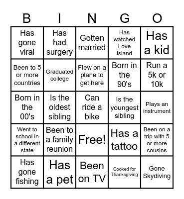 Cousins Trip Bingo 2026 Bingo Card