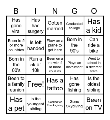 Cousins Trip Bingo 2026 Bingo Card