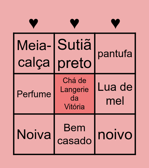 Chá de Langerie da  Vitória Bingo Card
