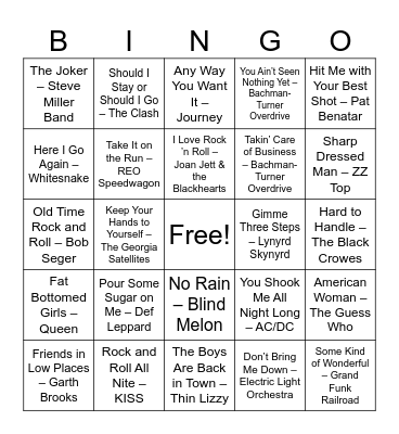 Last Call Legends Bingo Card