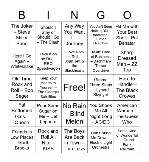 Last Call Legends Bingo Card