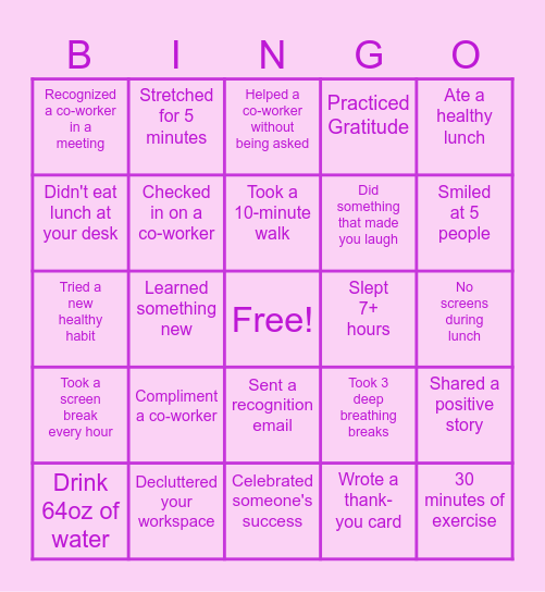 Coordinator Crew Bingo Card