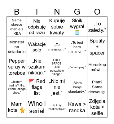 Bingo silnej i niezależnej kobiety Bingo Card