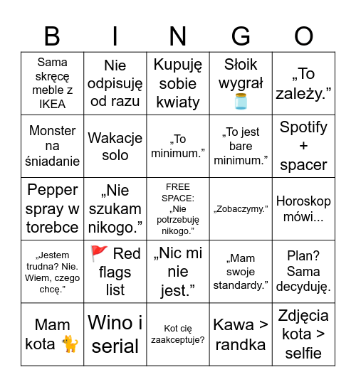 Bingo silnej i niezależnej kobiety Bingo Card