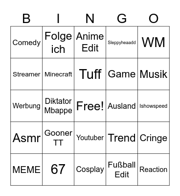 Tiktok Fyp Bingo Card