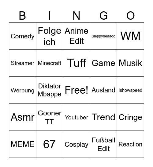 Tiktok Fyp Bingo Card