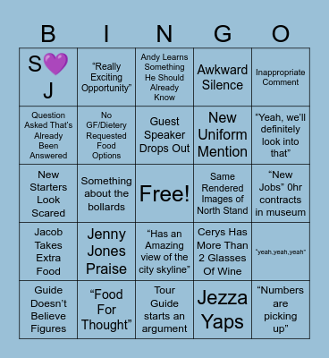 Staff Meeting Bingo Card