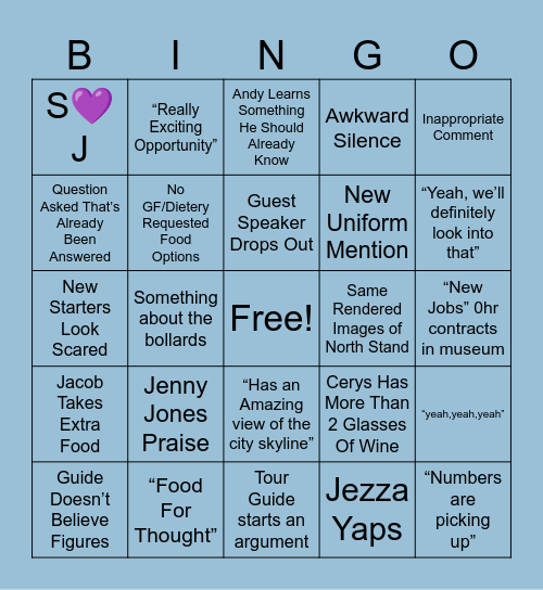 Staff Meeting Bingo Card