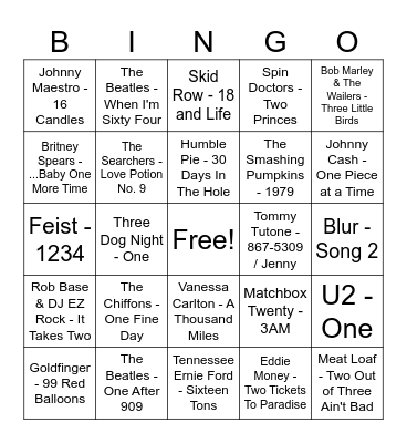And a One and a Two- Double Bingo Card