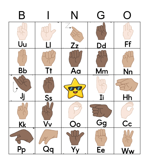 AMERICAN SIGN LANGUAGE (ALPHABET) Bingo Card