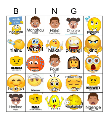 Feelings Bingo Card