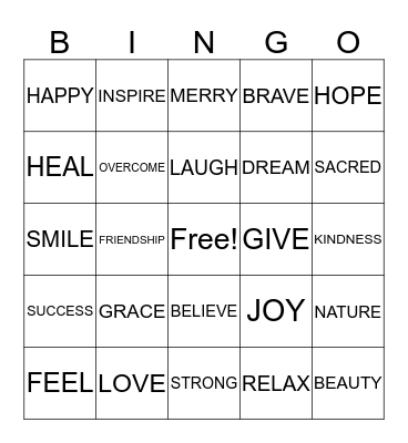 INSPIRATION Bingo Card