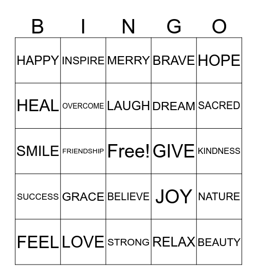 INSPIRATION Bingo Card